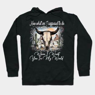 Now What Am I Supposed To Do When I Want You In My World Bull-Skull Cactus Leopard Hoodie